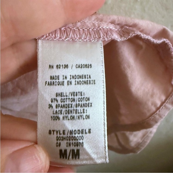 Guess Pink Button Down Blouse Shirt Top with Black Lace Detail - Picture 5 of 5